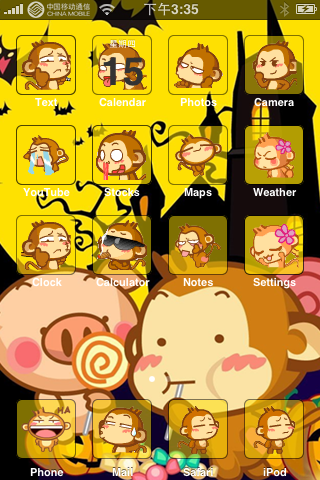 Прникольная тема на iPhone "Monkey"