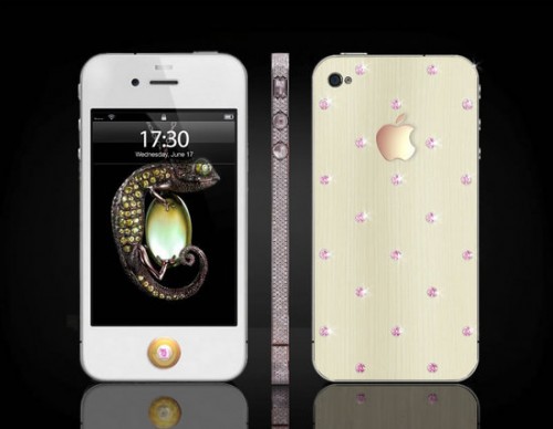 iPhone с розовыми бриллиантами